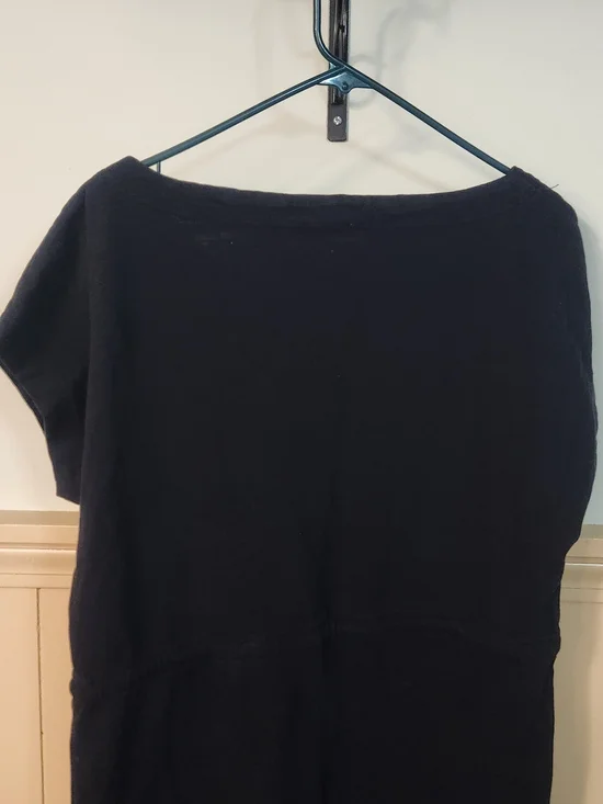 Trixie + Lulu Black Drawstring Waist T-Shirt Dress - Casual Knit Mini - Large - Picture 8 of 8